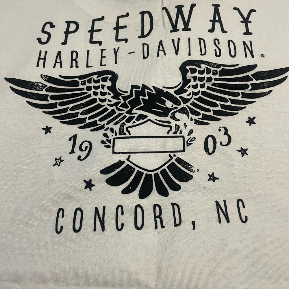 Harley-Davidson White Tee with Black Accents Speedway Concord, NC 2021 - Picture 4 of 4